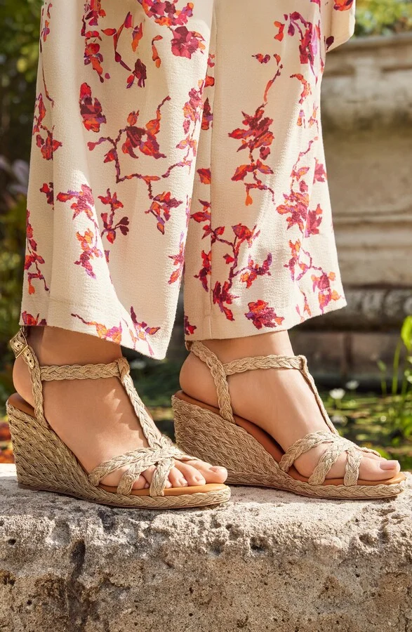 Madina Raffia Espadrille Ankle Strap Wedge Sandal - Image 2