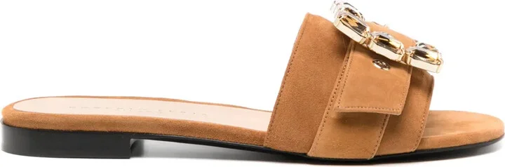 Madison Maison Fade Jeweled Buckle Khaki Sandals