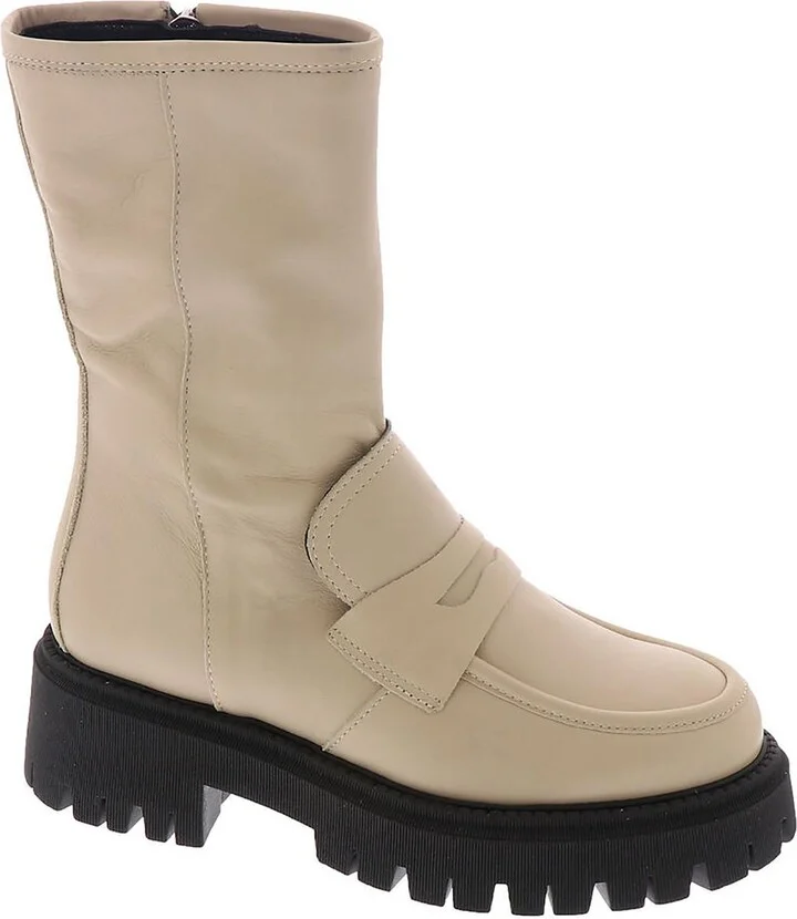 Madison Womens Leather Lugged Sole Mid-Calf Boots