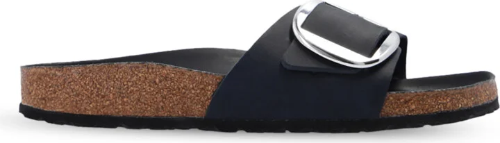 ‘Madrid Big Buckle’ Slides, , - Black
