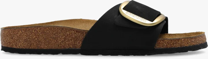‘Madrid Big Buckle’ Slides, , - Black