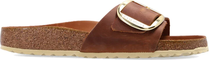 ‘Madrid Big Buckle’ Slides, , - Brown
