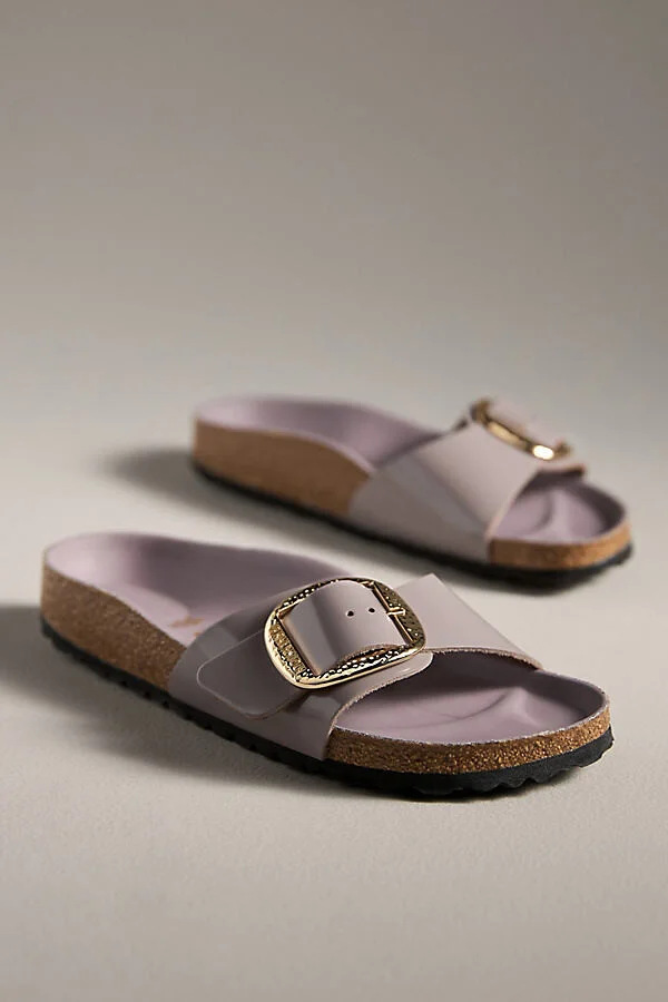 Madrid Big Hammered Buckle High Shine Sandals - Image 2