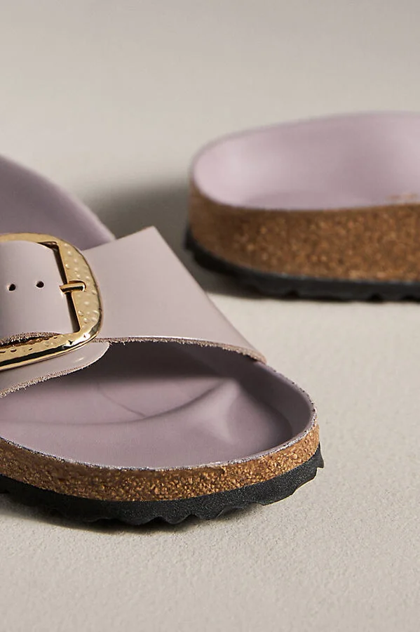 Madrid Big Hammered Buckle High Shine Sandals - Image 3