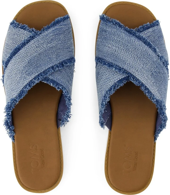 Mae Crossover Slide Sandal Dark Sky Textured Denim - Image 6