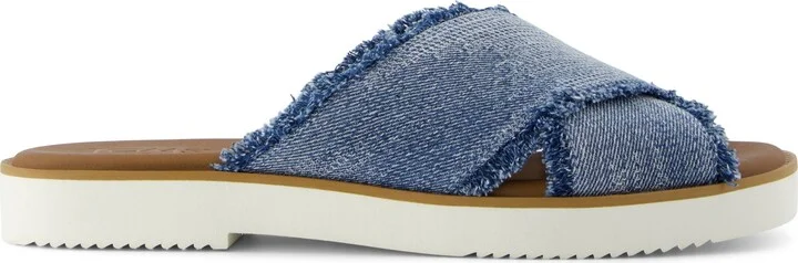 Mae Crossover Slide Sandal Dark Sky Textured Denim
