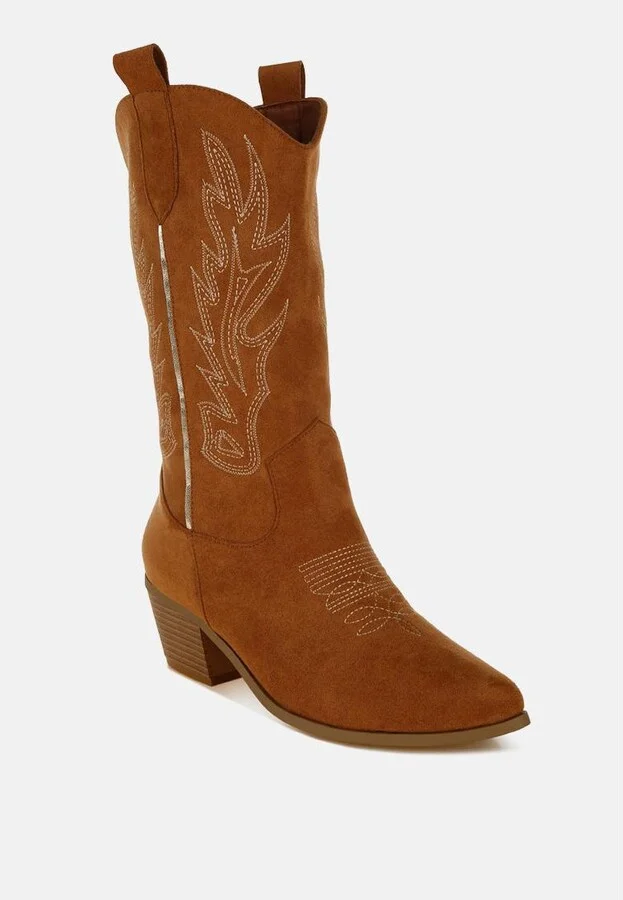 Mae Embroidery Detail Cowboy Boots - Image 2