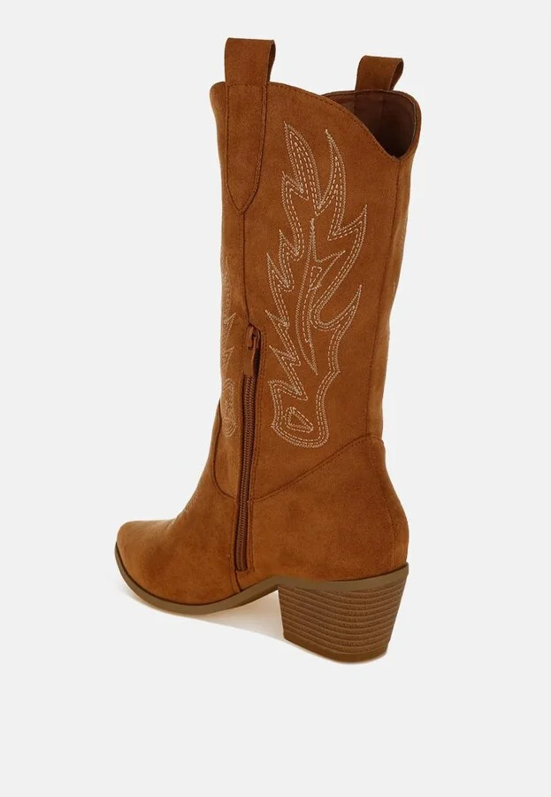 Mae Embroidery Detail Cowboy Boots - Image 3