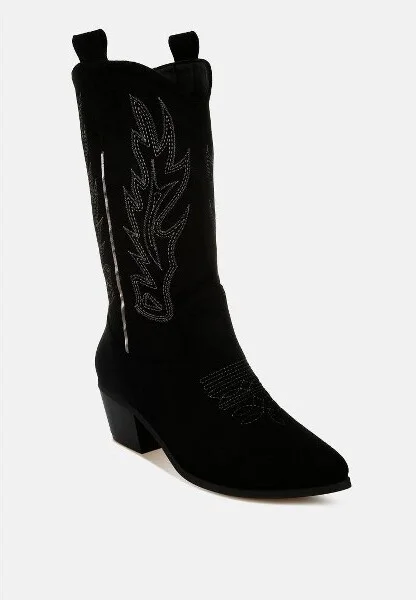 Mae Embroidery Detail Cowboy Boots Women - Image 3