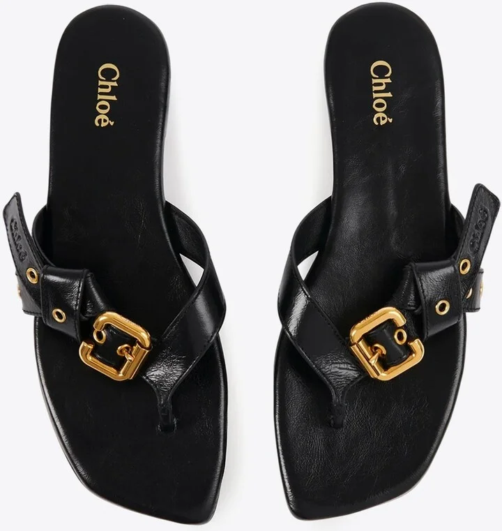 Mae Knotted-Strap Leather Thong Sandals - Image 2