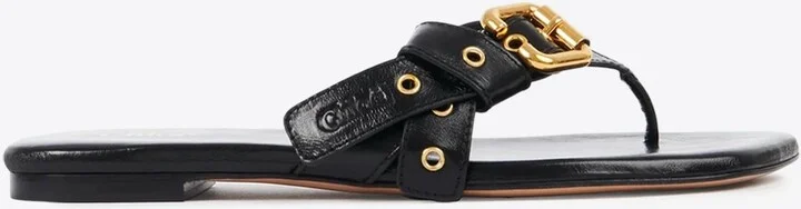 Mae Knotted-Strap Leather Thong Sandals