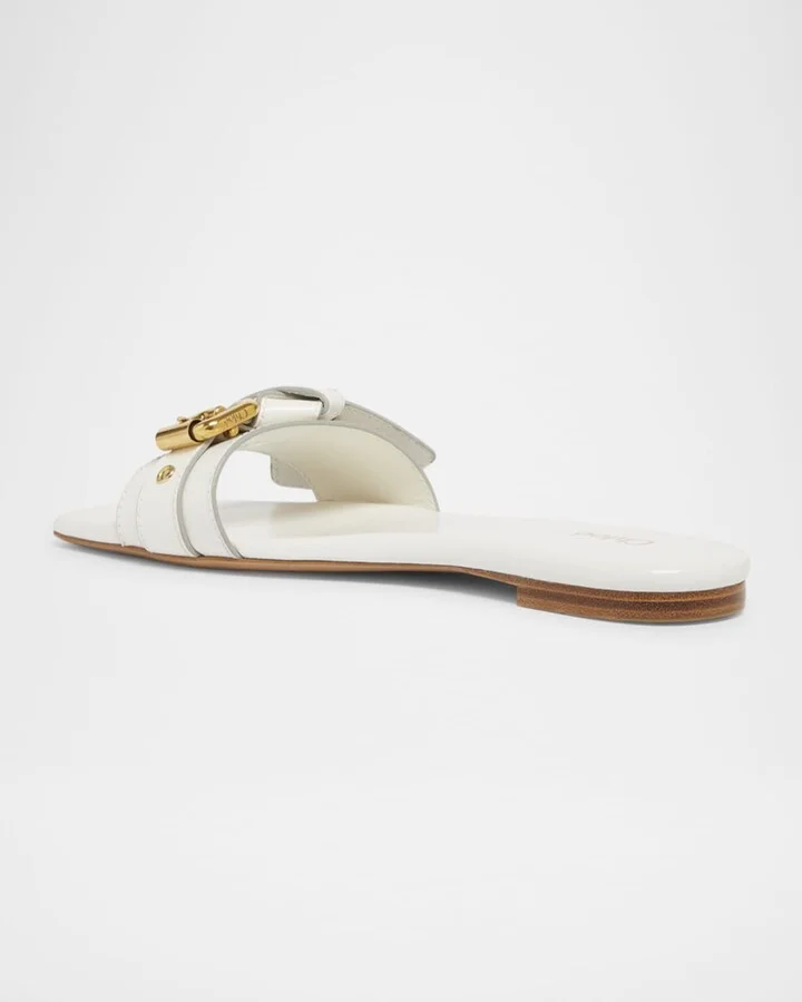 Mae Leather Buckle Flat Slide Sandals - Image 3