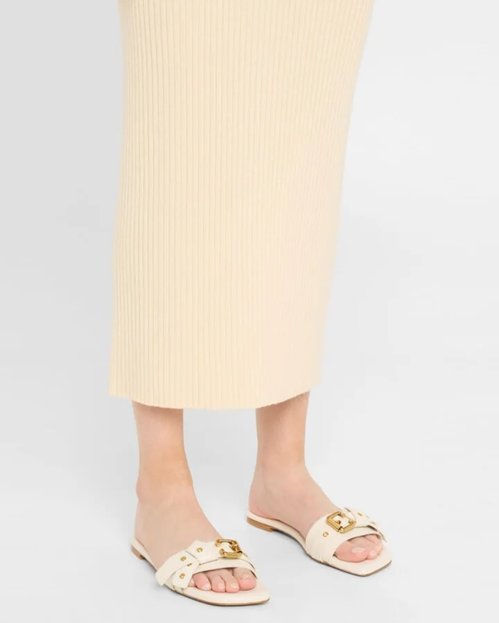 Mae Leather Buckle Flat Slide Sandals - Image 5