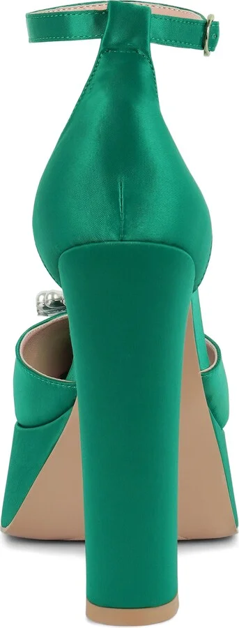 Maeissa Pearly Brooch Ankle Strap Platform Pump - Image 4