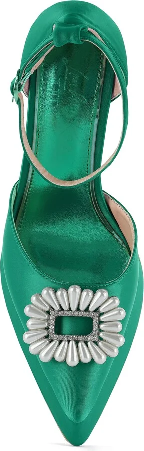 Maeissa Pearly Brooch Ankle Strap Platform Pump - Image 6