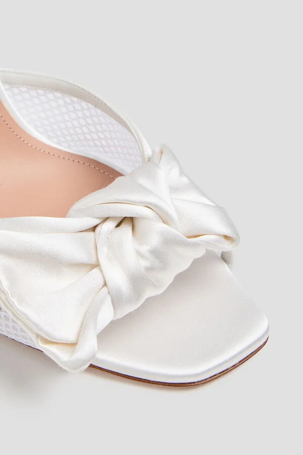 Maera 70 bow-detailed satin and mesh slingback sandals - Image 4