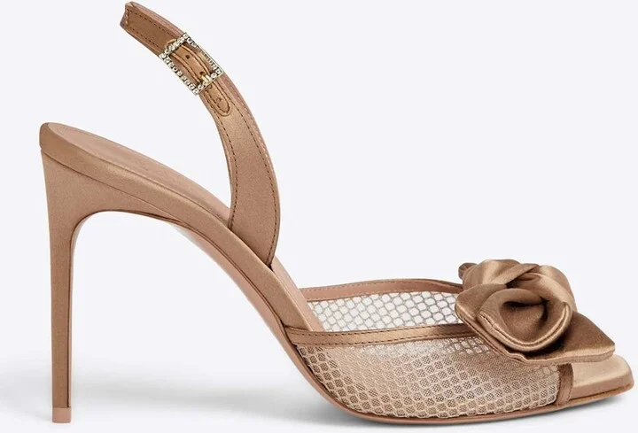 Maera 90 Satin Rose-Applique Sandals