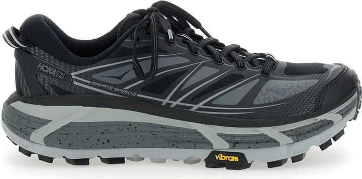 'mafate Speed 2' Black Low Top Sneakers With Logo Print On The Side In Tech Fabric Unisex