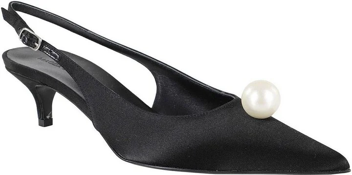 Magda Burtym Embellished Slingback Satin Pumps - Image 2