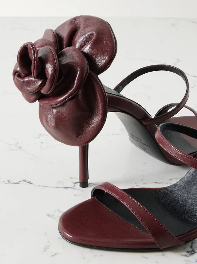 Magda Butrym - Appliquéd Leather Sandals - Burgundy - Image 4
