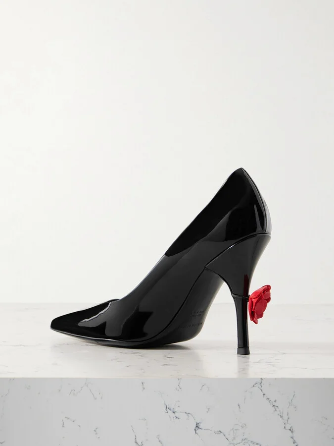 Magda Butrym - Appliquéd Patent-leather Pumps - Black - Image 3