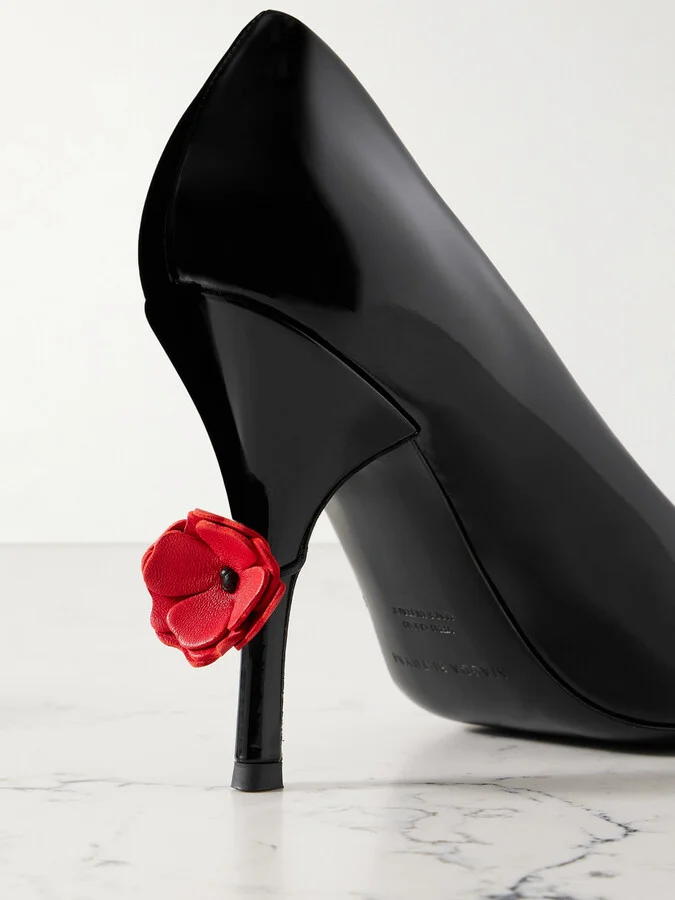Magda Butrym - Appliquéd Patent-leather Pumps - Black - Image 4