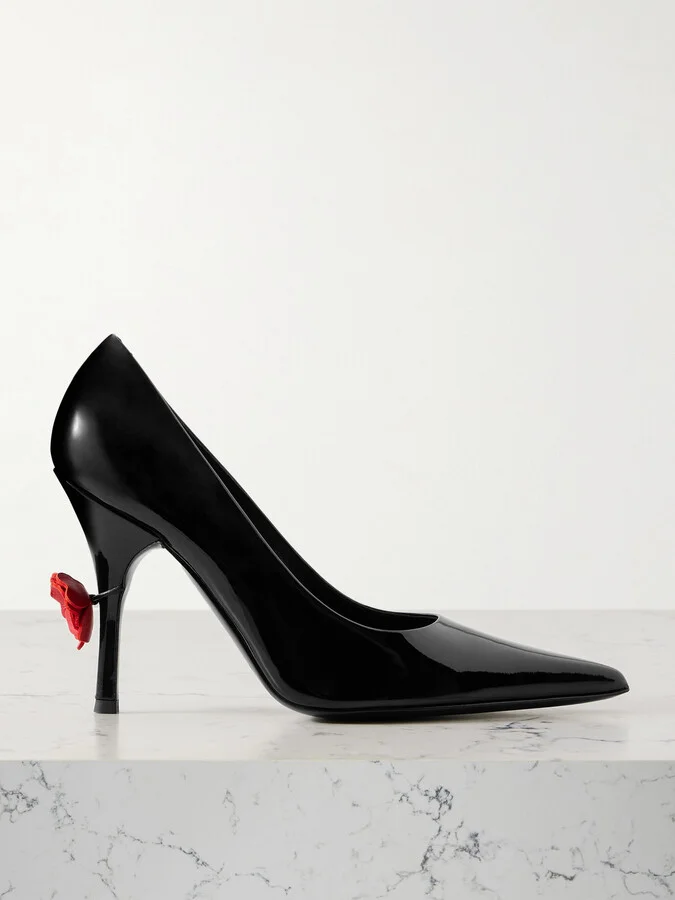 Magda Butrym - Appliquéd Patent-leather Pumps - Black