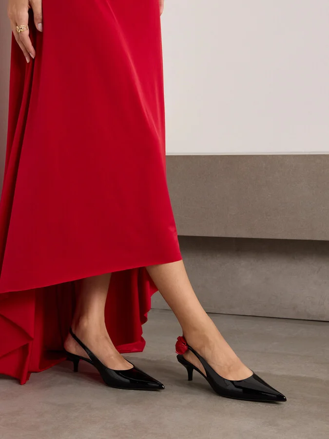 Magda Butrym - Appliquéd Patent-leather Slingback Pumps - Black - Image 2