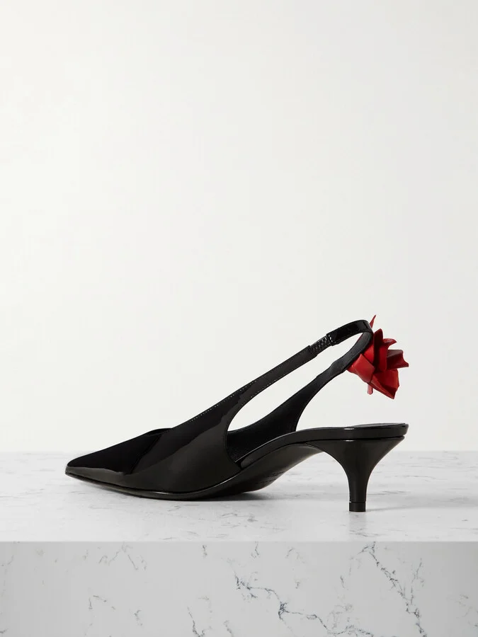 Magda Butrym - Appliquéd Patent-leather Slingback Pumps - Black - Image 3
