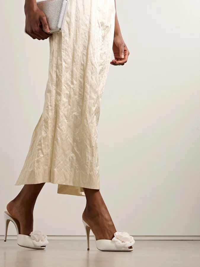 Magda Butrym - Appliquéd Satin Mules - Ivory - Image 2