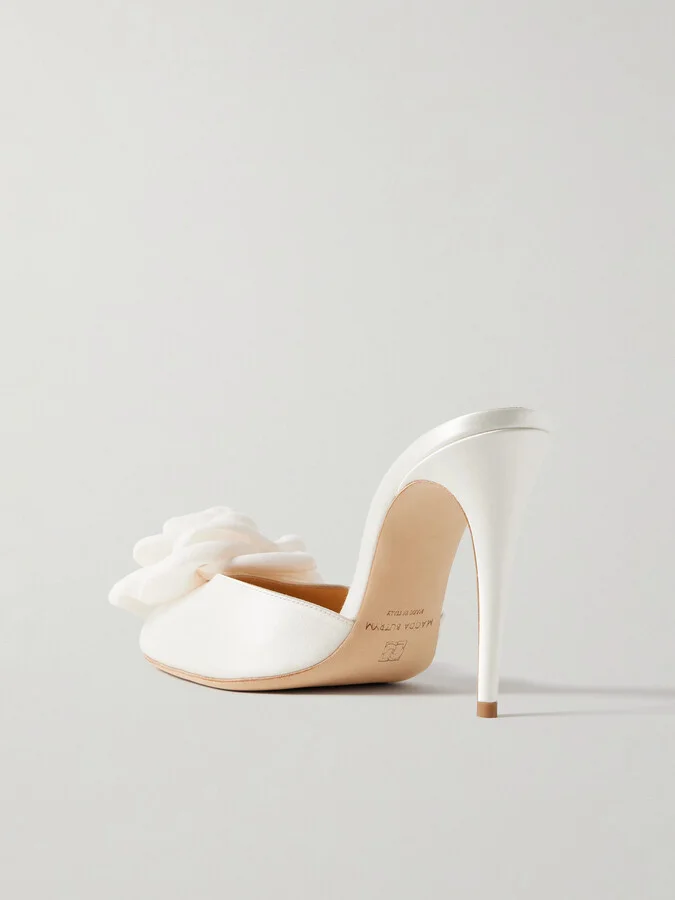 Magda Butrym - Appliquéd Satin Mules - Ivory - Image 3