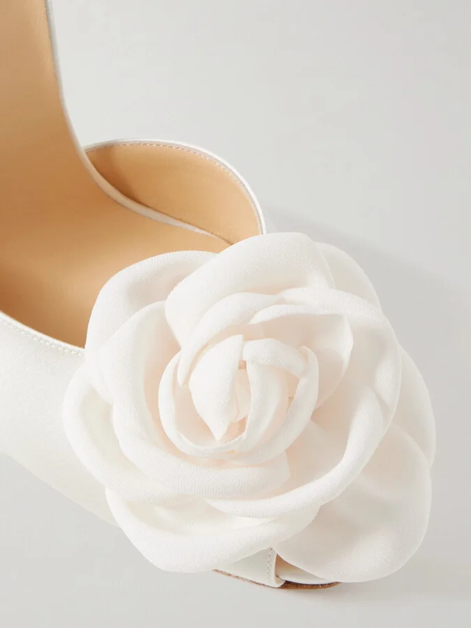 Magda Butrym - Appliquéd Satin Mules - Ivory - Image 4