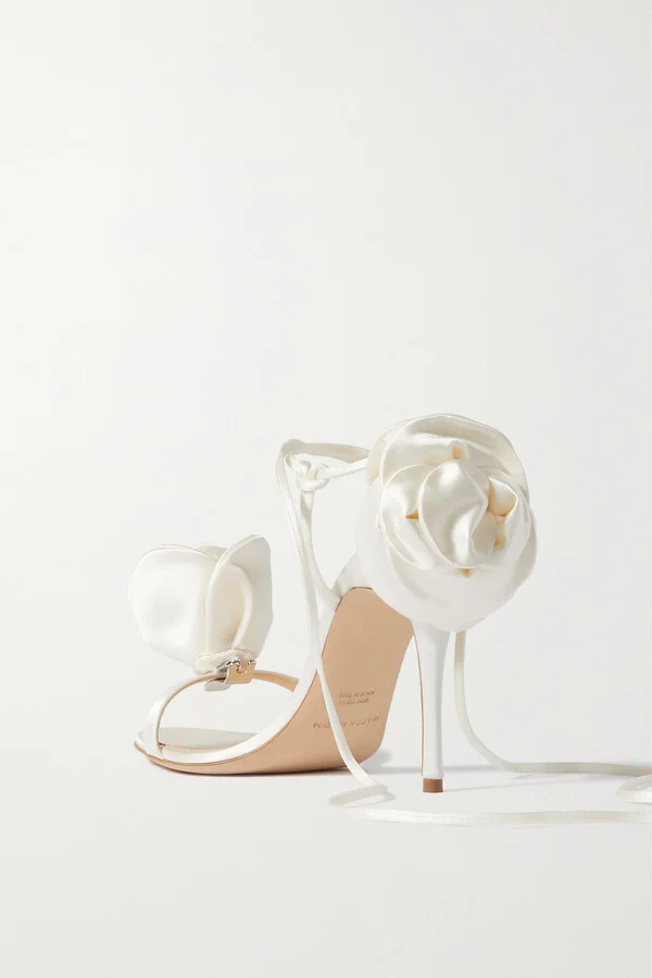 Magda Butrym - Appliquéd Satin Sandals - Ivory - Image 3