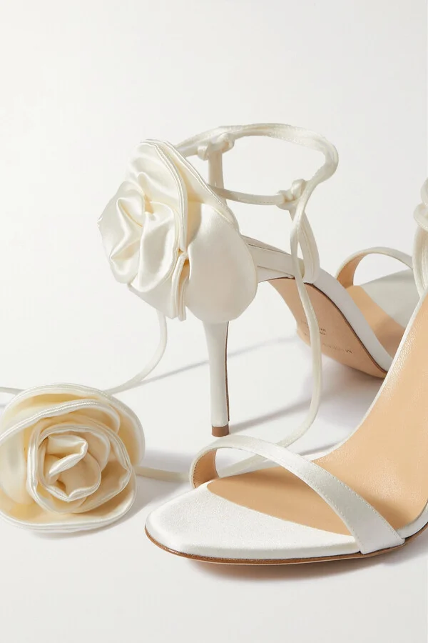 Magda Butrym - Appliquéd Satin Sandals - Ivory - Image 4