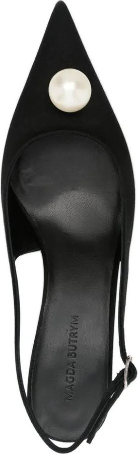 Magda Butrym Black Calf Leather Slingbacks With Pearl Detail - Image 2