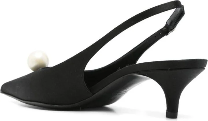 Magda Butrym Black Calf Leather Slingbacks With Pearl Detail - Image 3