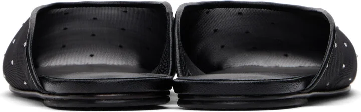 Magda Butrym Black Crystal Mesh Flat Mules - Image 2
