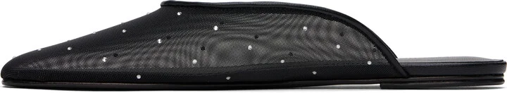 Magda Butrym Black Crystal Mesh Flat Mules - Image 3