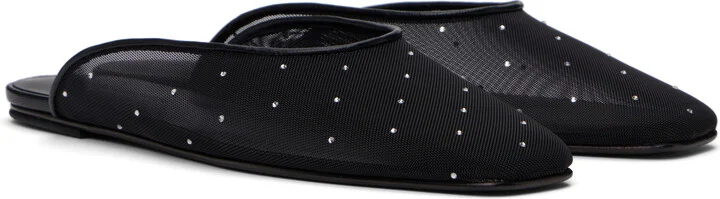 Magda Butrym Black Crystal Mesh Flat Mules - Image 4