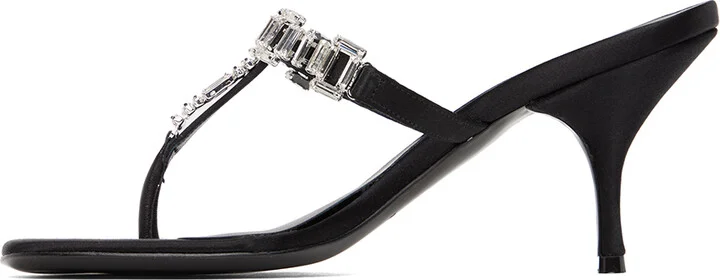 Magda Butrym Black Crystal Thong Heeled Sandals - Image 3