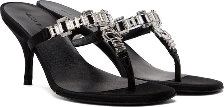 Magda Butrym Black Crystal Thong Heeled Sandals - Image 4