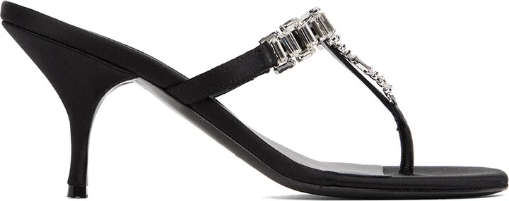 Magda Butrym Black Crystal Thong Heeled Sandals