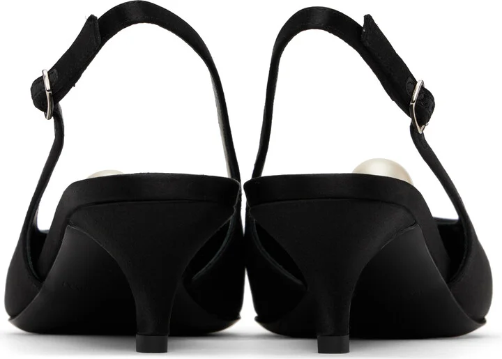 Magda Butrym Black Slingback Pearl Kitten Heels - Image 2