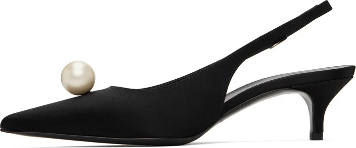 Magda Butrym Black Slingback Pearl Kitten Heels - Image 3