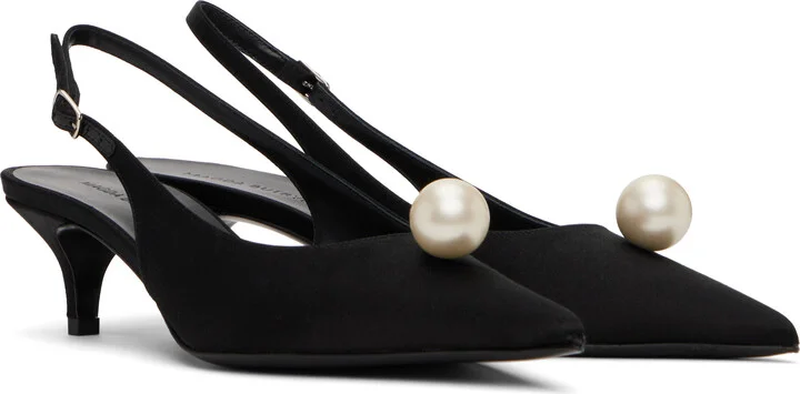 Magda Butrym Black Slingback Pearl Kitten Heels - Image 4