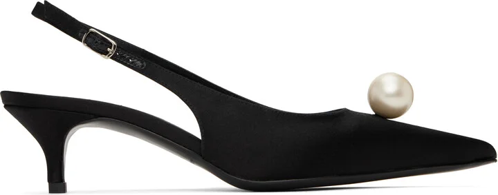 Magda Butrym Black Slingback Pearl Kitten Heels