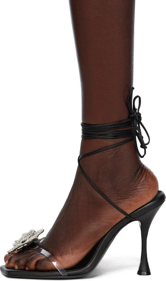 Magda Butrym Black Strappy Jewelry Heeled Sandals - Image 3