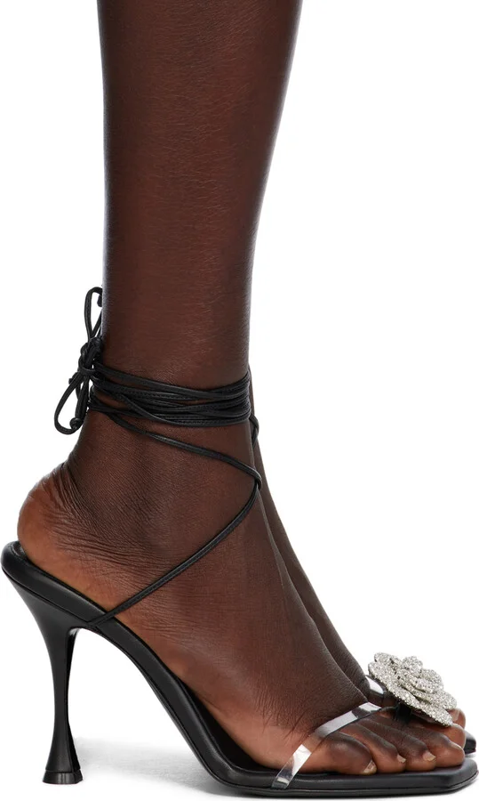 Magda Butrym Black Strappy Jewelry Heeled Sandals