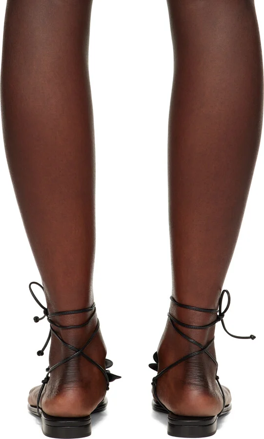 Magda Butrym Black Wrap Around Flat Flower Sandals - Image 2