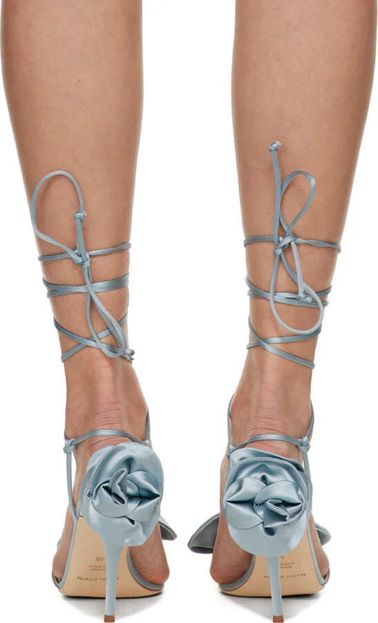 Magda Butrym Blue Double Flower Heeled Sandals - Image 2